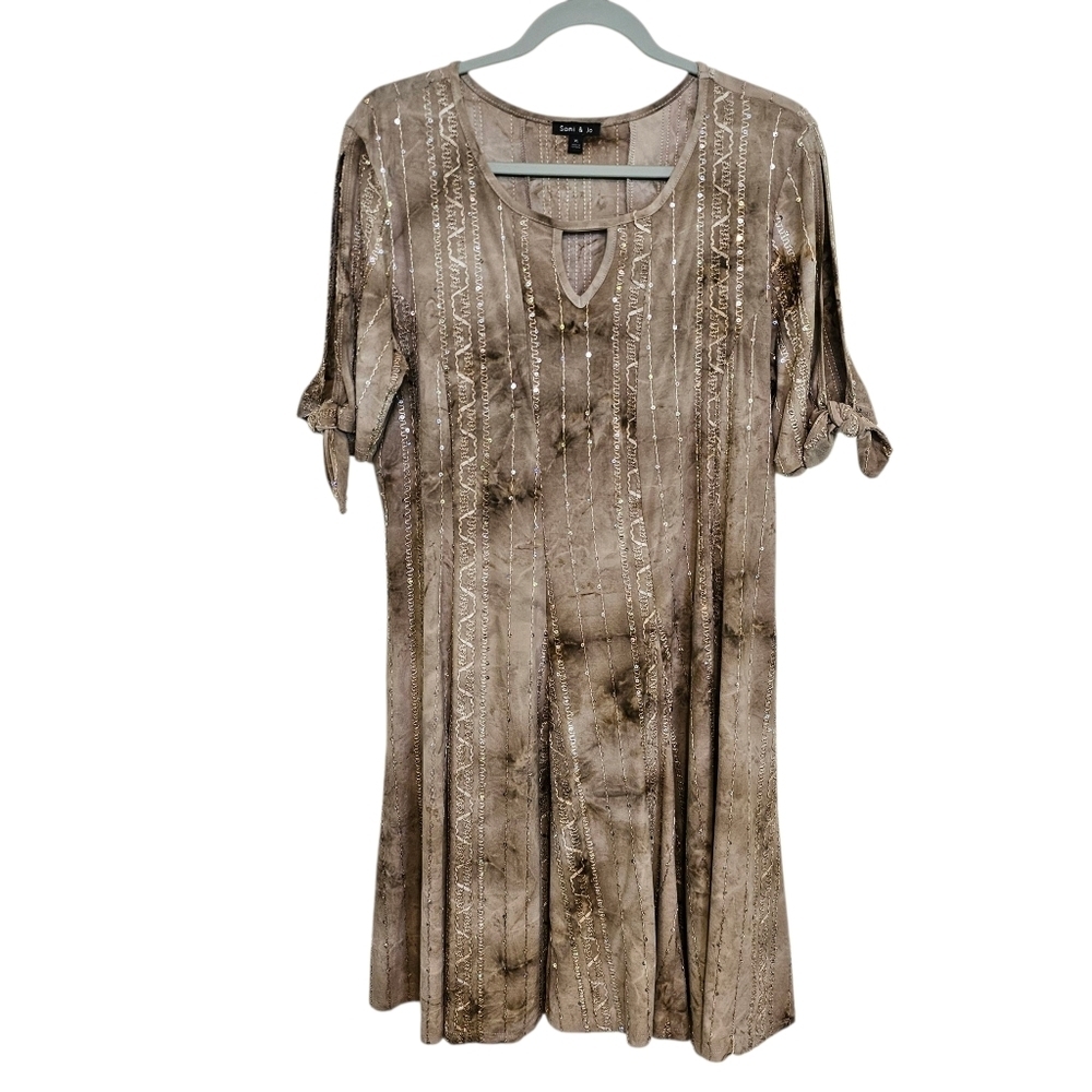 Sami & Jo Tie Dye Rhinestone Gypsy Bohemian Tie Sleeve Dress Whimsigoth